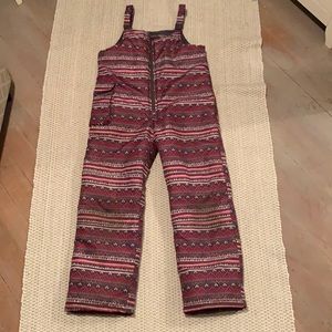 Girls sz large 14/16 London Fog brown and pink snow pants bibs